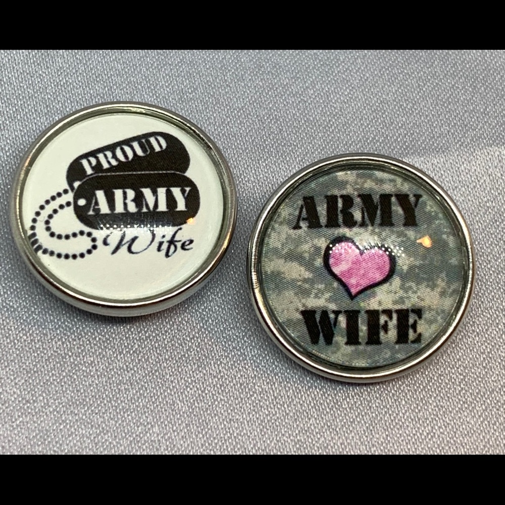 Army Wife - Set of 2 Snap Button Charms